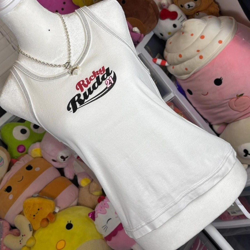 Vintage Y2K Nascar Team Caliber Pink Glitter Ricky Rudd 21 Graphic Babydoll Tank
